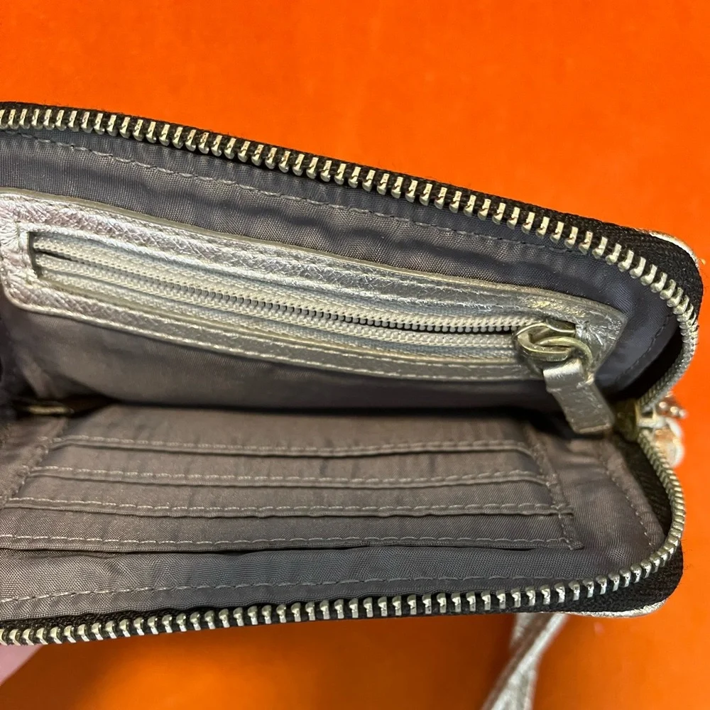 Coach Black and Silver Signature Wristlet Clutch